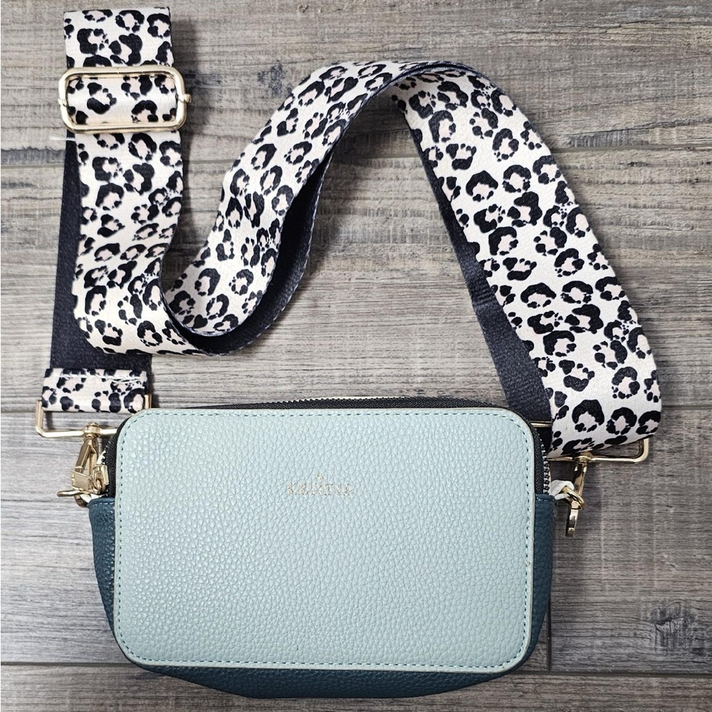 Kedzie Vegan Faux Leather Blue Small Purse Crossbody Bag